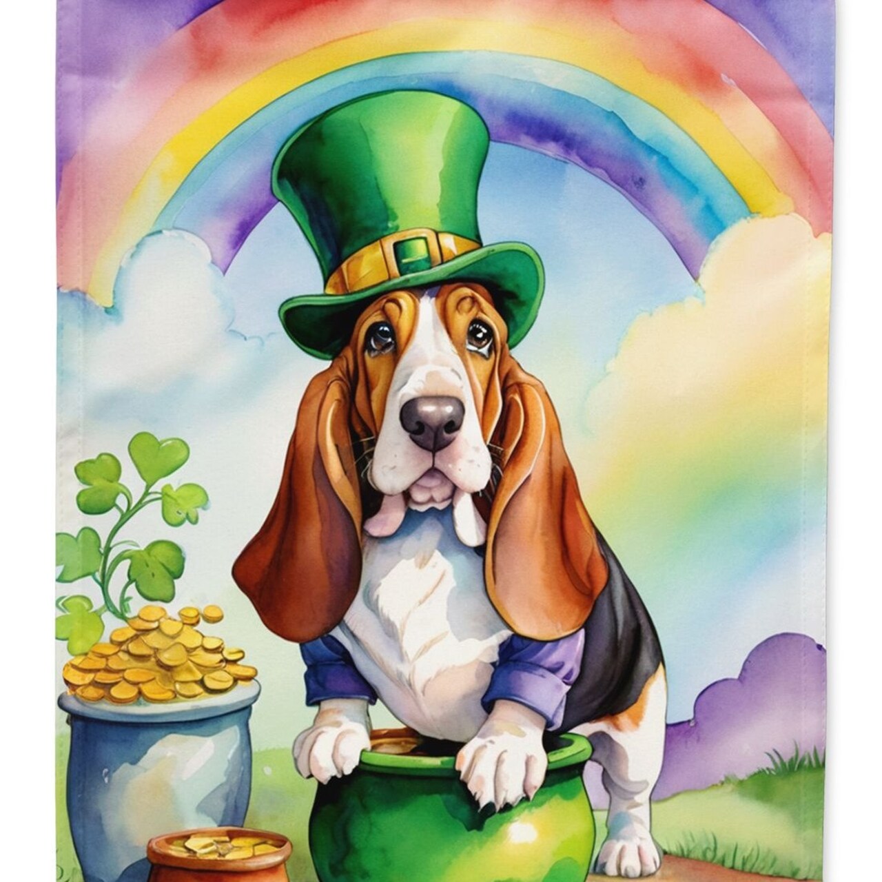 Edge Collections - 11.25" X 15.50" - Multicolor - St Patrick's Day Basset Hound - 1 Piece